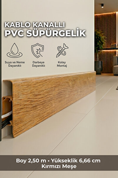 AGK Esquero Açılabilir Kapaklı Kablo Kanallı PVC Süpürgelik 250 cm Suya, Neme...