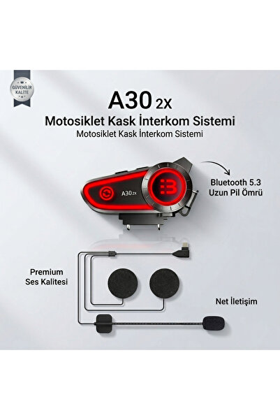 ALWAYS TEKNOLOJİ A30 2x BT5.3 Motosiklet Kurye Kask Kulaklık Intercom Işıklı ...