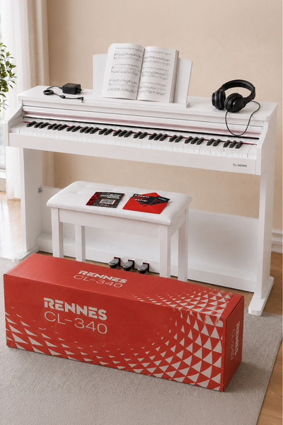 rennes CL-340WH Tuş Hassasiyetli 88 Tuş Dijital Piyano Profesyonel Beyaz