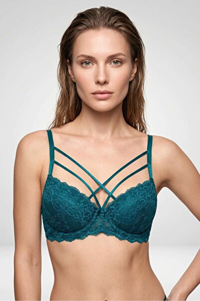 OBJE Women's Petrol Cross Drawstring Bra
