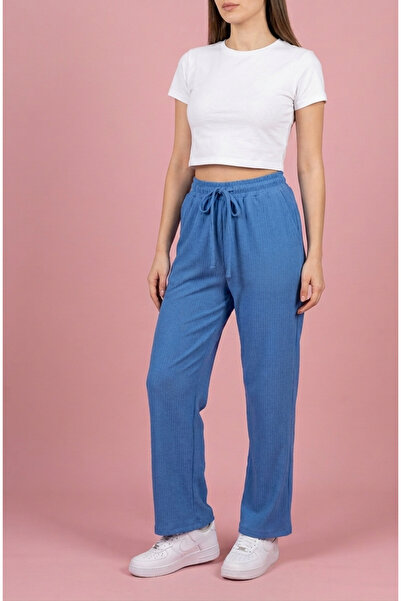 just wear zt Women's Daily Use Ribbed Wide Leg Pants