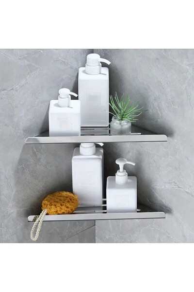 Orianna Design 2 Adet Üçgen Paslanmaz Çelik Banyo Köşeliği Rafı , Duşakabin K...