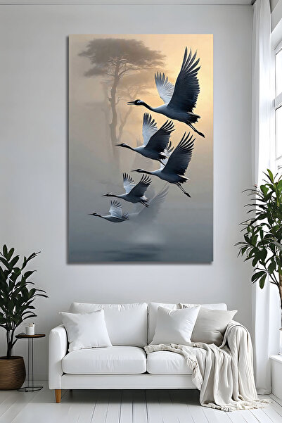 Parıltı Yayınları Modern Uçan Kuşlar Dekoratif Lüks Temperli Dekoratif Cam Tablo