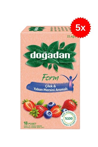 Doğadan Form Çilek & Yaban Mersini 18 Poşet Çay, 23,4 G x 5 Adet