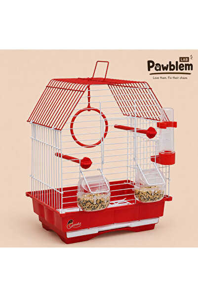 Pawblem Lab Kuş Kafesi Kırmızı 41 x 23 x 30 cm
