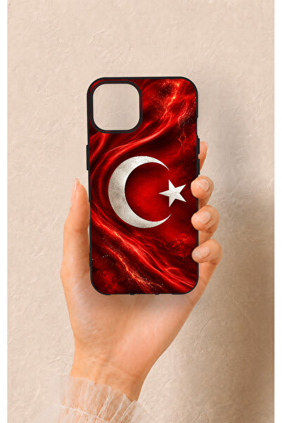 Vip Case iPhone 13 Uyumlu Türk Bayrağı Desenli Silikon Kılıf
