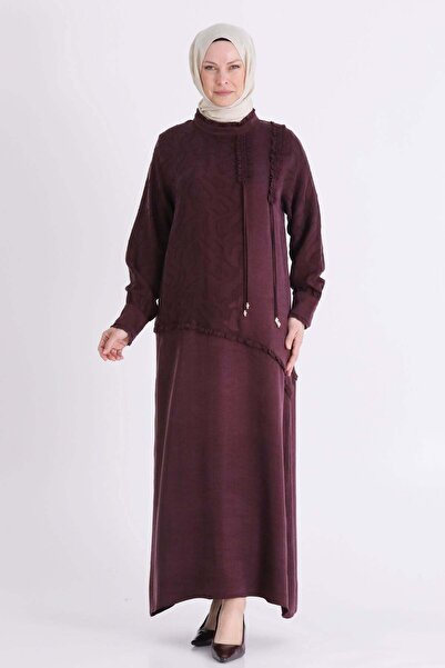 ottoman wear Behrem Büyük Beden Tesettür Elbise Böğürtlen OTW75017