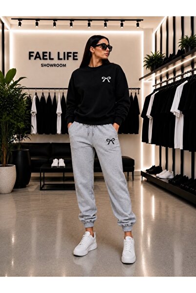 FAEL LİFE SET UNISEX CU TĂCĂT LARG, GULER ROTUND ȘI PANTALONI DE TRENING CU I...