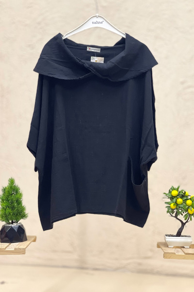 sahnemoda Degaje Cepli İthal Keten Bluz
