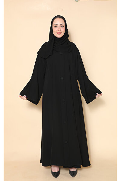 Stylish Fashion عباية من ستايلش فاشن كويتي ازرار ديكور مقفل من الامام باللون ...