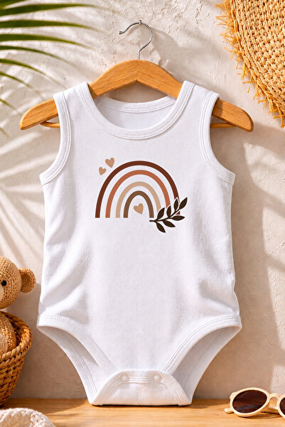 Pamuk Saray Rainbow Printed Baby Bodysuit Unisex 100% Cotton