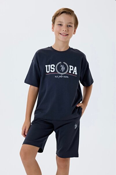 Uspa Li̇mi̇ Boy's Soft Fabric Embroidered Detail Combed Cotton Shorts Set
