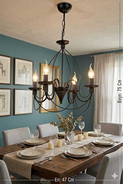 VK HOME AYDINLATMA HÜMAYUN 4 LÜ AVİZE (SİYAH)