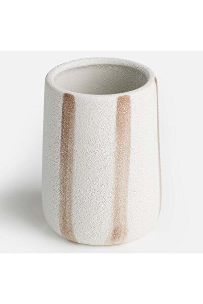 OEM Suport pentru Periuțe de Dinți, Ceramică, Ecru/Maro, Model Dungi vertical...