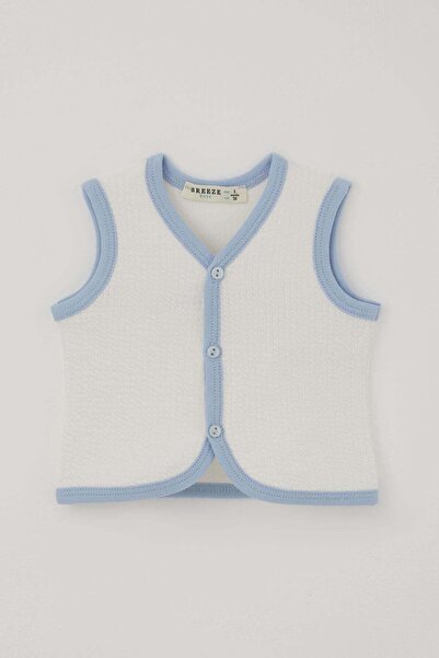 Breeze Baby Boy Vest with Textured Button Detail, 0-9 Months, Ecru
