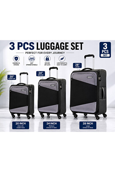 American Tourister طقم حقائب سفر ميستيك من 3 قطع باللون الأسود - مجموعة حقائب...