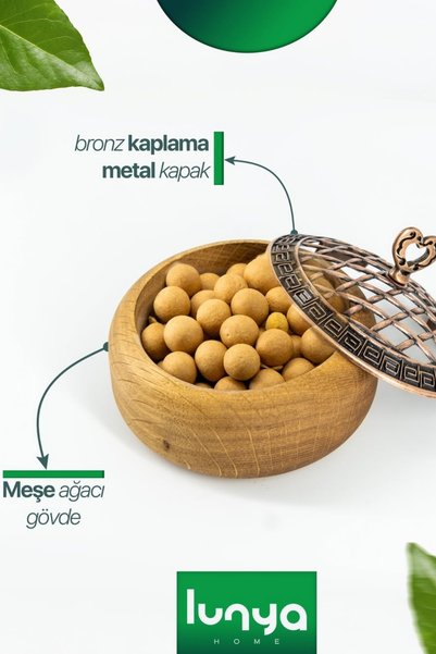 lunyahome 1 Adet %100 Doğal Meşe & Kayın Ağacından Çerezlik, Kuruyemişlik ve Lokumluk – Metal Izgara Kapaklı Dekoratif Sunumluk - Çeyizlik, Hediyelik
