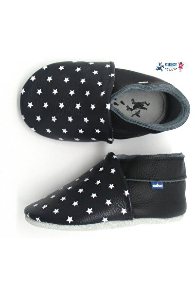 Stabifoot Incaltari bebelusi piele Babysoft black white stars – marimi 0-24 luni