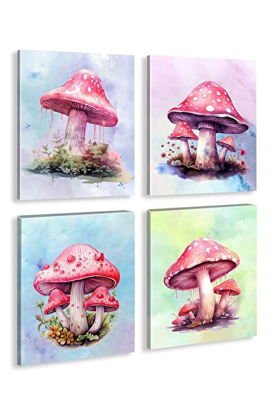 Signtouch Advertising Alayra Framed Watercolor Mushroom Wall Art Prints, Colo...