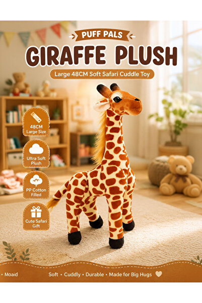 Puff pals Giraffe Plush Toy 48CM Large Soft Stuffed Animal Premium Safari Gir...
