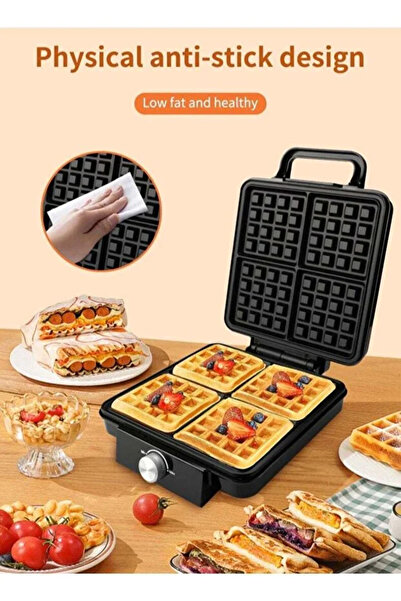 SOKANY Electric waffle maker 4 large pieces 1500 watts Non Stick Teflon plate...