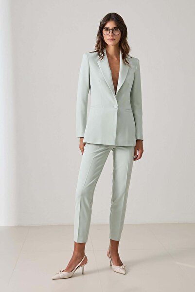 Setre Mint Tek Düğmeli Uzun Kollu Blazer Ceket