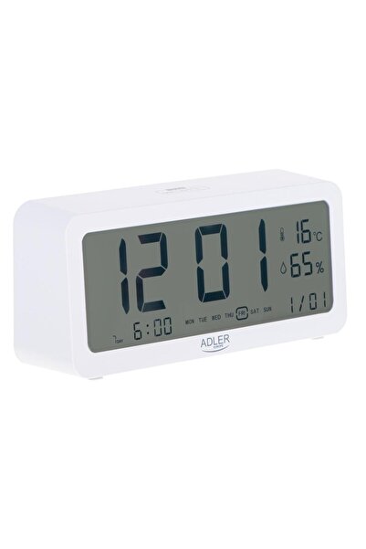 adler Ceas deșteptător AD 1195W cu indicator de temperatură și umiditate, alb