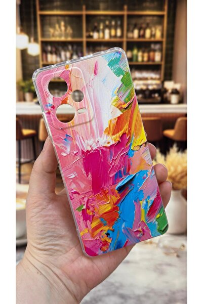 Vip Case Redmi Note 12 Pro 5G Uyumlu Renkli Soyut Desenli Şeffaf Darbe Emici ...