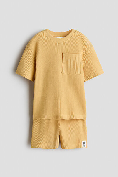 H&M 2 Parçalı Pamuklu ve Petek Dokulu Set