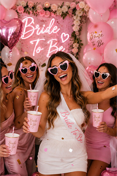 Happyland Pink Heart-Shaped Bride to Be Bridal Glasses, Bridal Party Accessor...