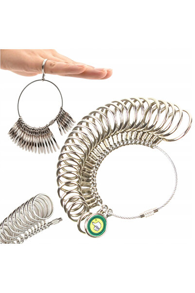 Korbi Set Masurator Bijuterii, Korbi, Marimi 0-13, 27 Inele, Argintie
