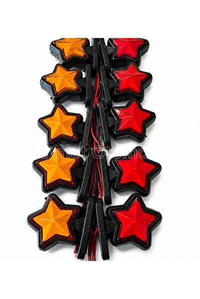 AHMET OTOMOTİV (10 ADET) MİNİ TAKOZ YILDIZ MODEL LED LAMBA SARI-KIRMIZI 12VOL...