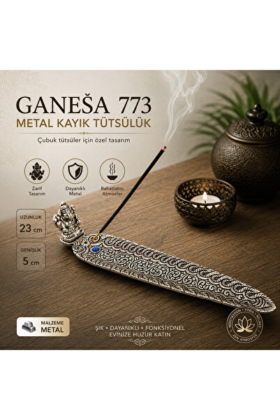 İki Yedi Konsept Ganeşa 773 Figürlü Metal Kayık Tütsülük Çubuk Tütsü Standı M...