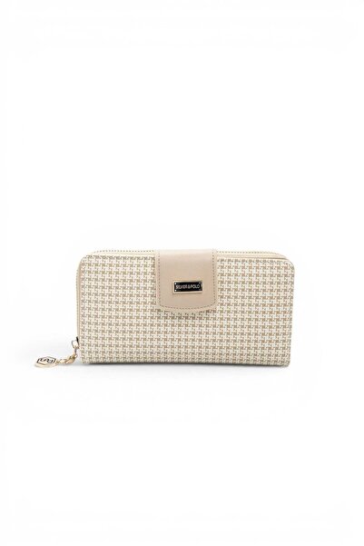 Silver Polo Kum - Kum Beige Houndstooth Plaid Women's Wallet and Card Holder ...