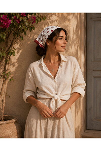 Moda Lina Baby باندانا شعر نسائية منقوشة ومطرزة بالكروشيه