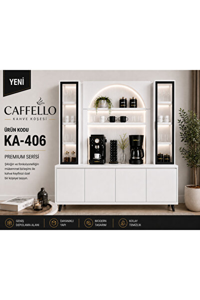 VM VERTEX MOBİLYA Caffello Kahve Köşesi Beyaz