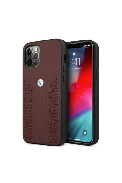 BMW Husă BMHCP12LRSPPR din piele, curbată, perforată, pentru Apple iPhone 12 ...