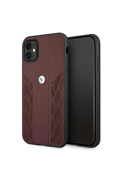 BMW Husă BMHCN61RSPPR din piele, curbată, perforată, pentru iPhone 11, roșie