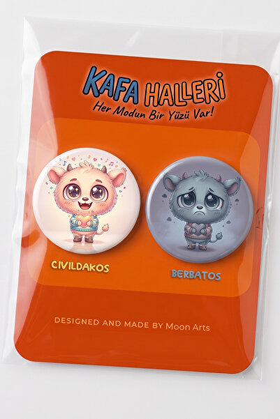 MoonArts Kafa Halleri Cıvıldakos Berbatos Sevimli Karakter Tasarımlı 58mm But...