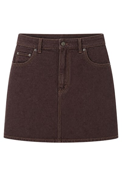 Hiccup MIXRAY Fustă mini din denim cu talie înaltă și închidere cu buton