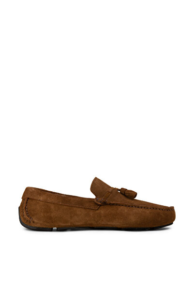 Deery Men's Genuine Suede Tan Color Tasseled Moccasins