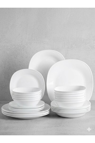 Zinora 12 Pcs Opal ware Dinner Set 4 x Dinner plate 4 x Dessert plate 4 x Bow...