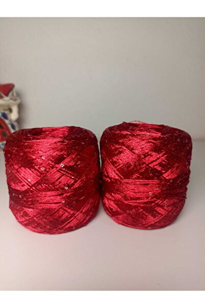 kartopya Kırmızı Renkli Küçük Pullu Floş Pul İp 200 Gr(2x100 Gr)
