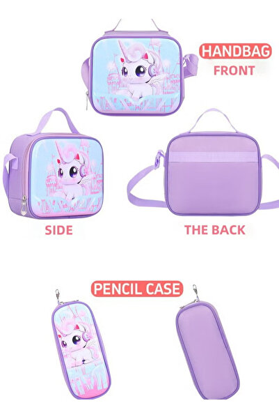 HI-FINE (ik33-Purple)Rolling Backpack for Girls Cute Kids Rolling Backpack with Lunch Bag Kids Backpack with Wheels for School Backpacks for Elementary with Lunch Box Pencil Case Trolley Luggage Purpleik