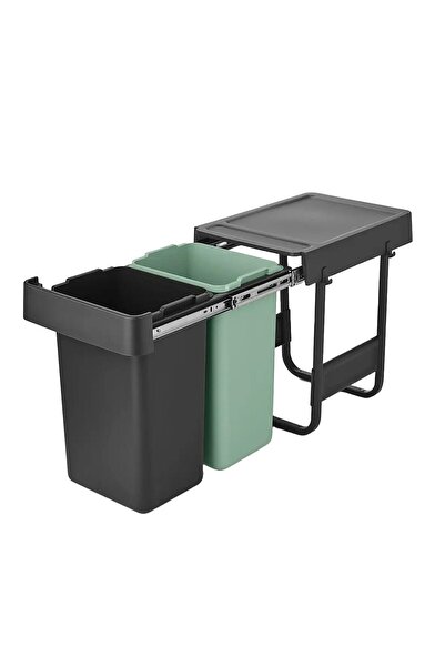 Brabantia Coș de gunoi încorporat, Brabantia, Sort&Go, 2x15 L, gri/verde pastel