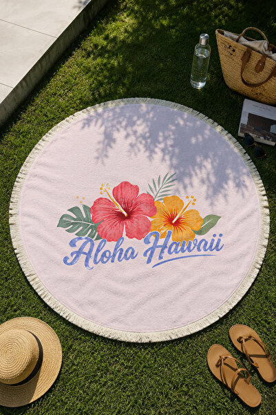 milroma Aloha Hawaii Tropical Floral Pattern Round Beach Towel 150 cm