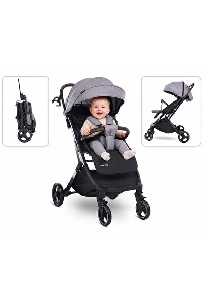 Nichiduta Carucior pentru copii Maawo Puer Light Grey, compact, cu cadrul din...