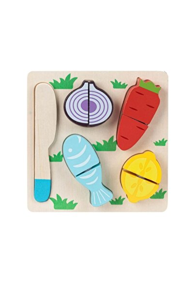 OEM Set de joacă cu legume din lemn și cuțit 18 x 18 cm