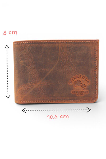 willpolo Small Size Genuine Calfskin Minimal Horizontal Leather Wallet with C...
