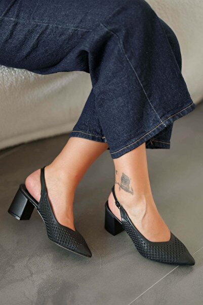 Parponi Pantofi cu toc din piele pentru femei Siwon, negri